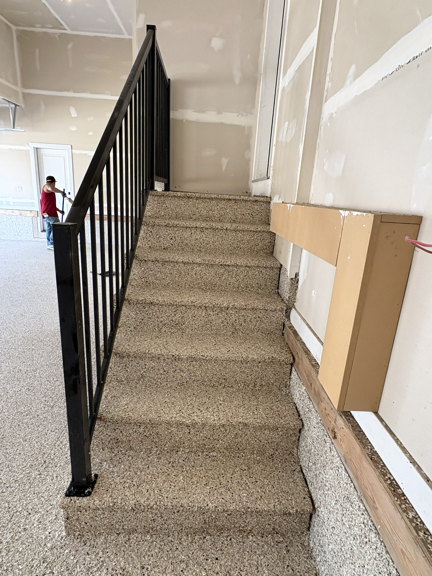 Finished epoxy coated stairs in garage