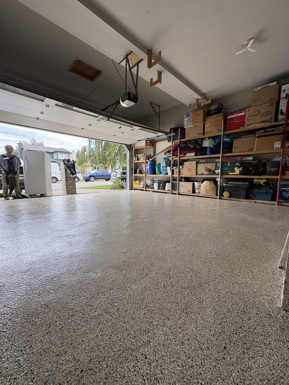Tan flake garage with storage — Calgary